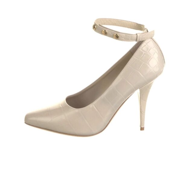 Burberry Cream Croc Embossed Ankle Strap Pumps Size EU 41 - Picture 1 of 11